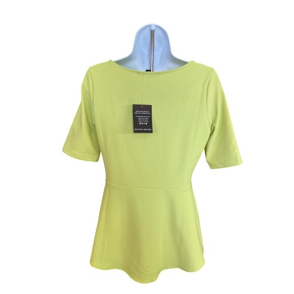 Boston Proper Beyond Travel Peplum Top S Square Neck Small Preppy Resort Wear - Picture 3 of 9